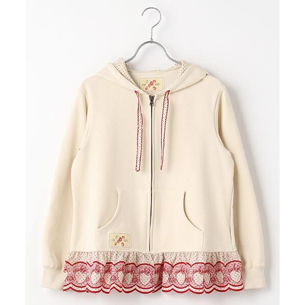PINK HOUSE / ピンクハウス いちごステッチレース使いパーカー PINK HOUSE / ピンクハウス いちごステッチレース使いパーカー