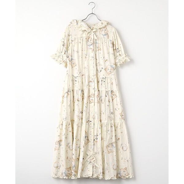 PINK HOUSE（ピンクハウス） さざ波とねこプリントワンピース