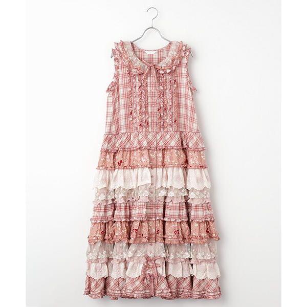 PINK HOUSE ワンピース パッチワーク ローズ ビンテージ PINK HOUSE（ピンクハウス） ローズレース使いパッチワークワンピース