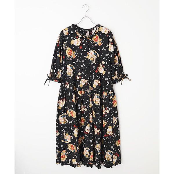 PINK HOUSE（ピンクハウス） 三つ子のくまの冬支度プリントワンピース