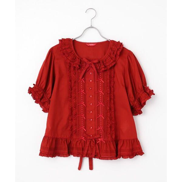 PINK HOUSE / ピンクハウス はしごレース＆サテンリボン使いローン