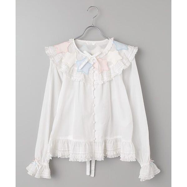 PINK HOUSE（ピンクハウス） 星形ワッペン使い配色ブラウス