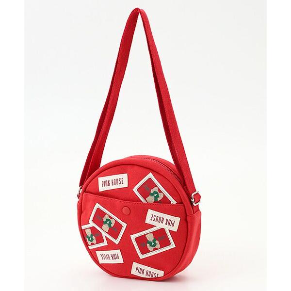 PINK HOUSE　ピンクハウスネームワッペンいっぱい丸形ショルダーバッグ　黒 PINK HOUSE / ピンクハウス ネームワッペンいっぱい丸形