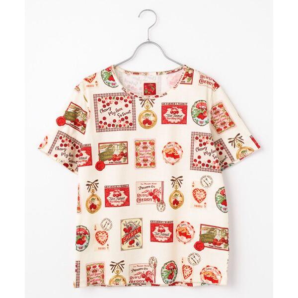 【極美品】ピンクハウス今期　チェリー総柄プリントカットソー PINK HOUSE tシャツ チェリー総柄プリントカットソー レディース