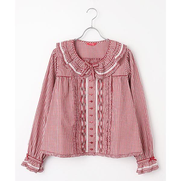 PINK HOUSE（ピンクハウス） ギンガムチェック襟付きブラウス