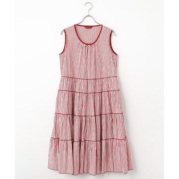 ピンクハウス 肩レースノースリーブチュニックブラウス チュニックワンピース PINK HOUSE（ピンクハウス） ストライプノースリーブチュニック