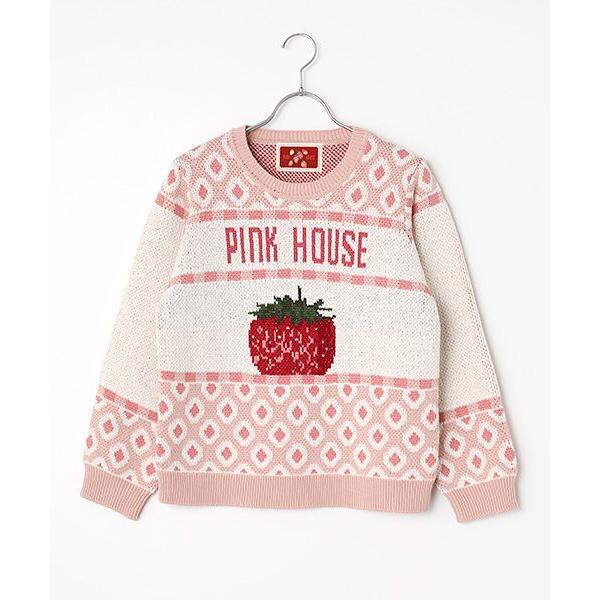 Pink House 　モチーフ付きニットチュニック PINK HOUSE（ピンクハウス） 苺モチーフジャガードニット : タカシマヤ