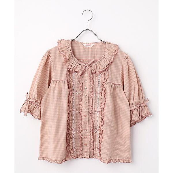 【極美品】PINK HOUSE 多段 ピコ フリル スモック ブラウス ブランド別 2023SS ピンクハウス PINK HOUSE ピコフリルリボン半袖