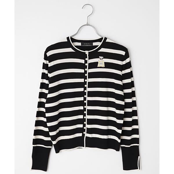 INGEBORG / インゲボルグ ワンポイント刺繍入りボーダーカーディガン  