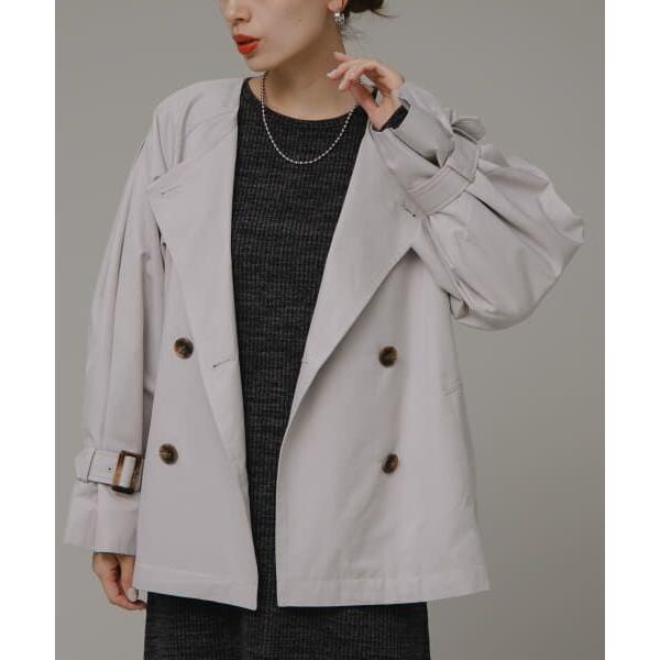 新品タグ付き サニーレーベル 撥水ノーカラーショートトレンチコート ベージュ URBAN RESEARCH Sonny Label / サニーレーベル 撥水ノーカラー