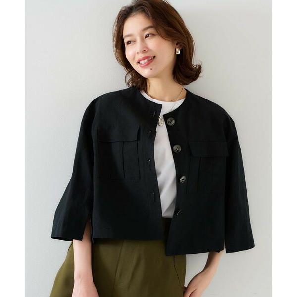 アンタイトル（UNTITLED）/【トレンド七分袖】タイプライター ノーカラージャケット UNTITLED（アンタイトル） 【トレンド/七分袖】タイプライター ノー