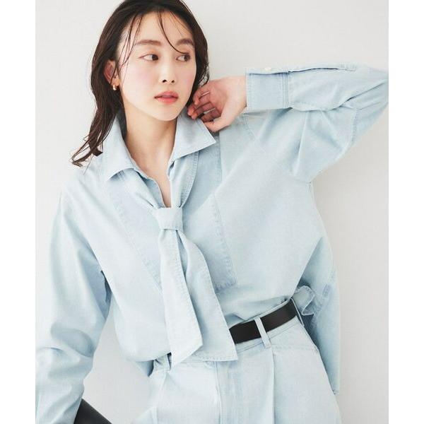 UNTITLED ボウタイ付きデニムシャツ XLサイズ UNTITLED（アンタイトル） ボウタイ付きデニムシャツ : タカシマヤ