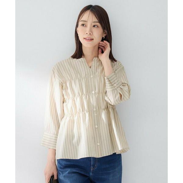 今季！新品タグ付き UNTITLED♡シャーリングブラウスM UNTITLED（アンタイトル） ストライプシャーリングブラウス