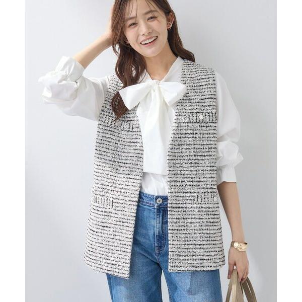 INDIVI ツイードジレ＆ボウタイブラウス INDIVI（インディヴィ） 【2点セット／洗える／セレモニー