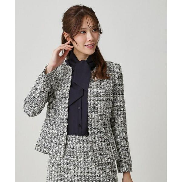 クード シャンス（COUP DE CHANCE）/【日本製／セットアップ可】ファンシーツィードのノーカラージャケット COUP DE CHANCE（クードシャンス） 【日本製／セットアップ可