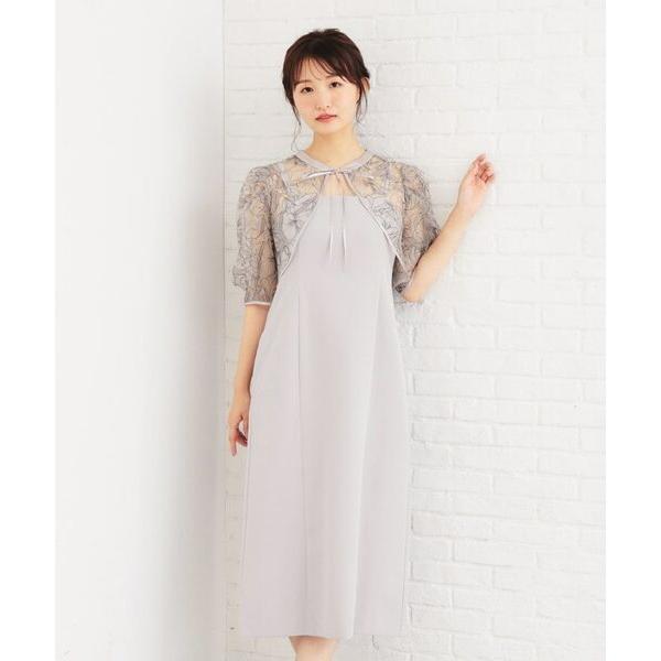 【美品】OHGA EMPIRE ワンピース S index / インデックス 《ツインセット》刺繍シアートップス