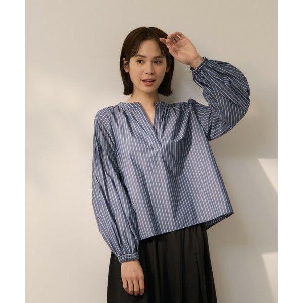 美品✨定価1.6万❤️ シップス カラミストライプギャザーブラウス 