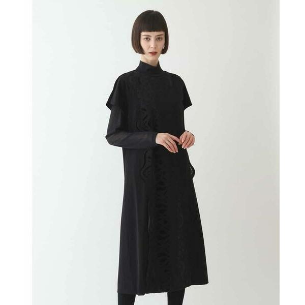 HIROKO BIS / ヒロコビス 【洗える】ベロア刺繍レースIライン半袖