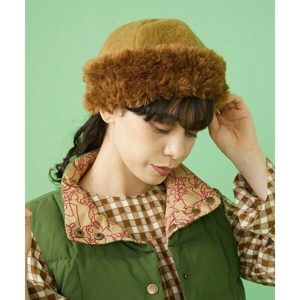 Jocomomola / ホコモモラ フェイクファー デザインロール帽  