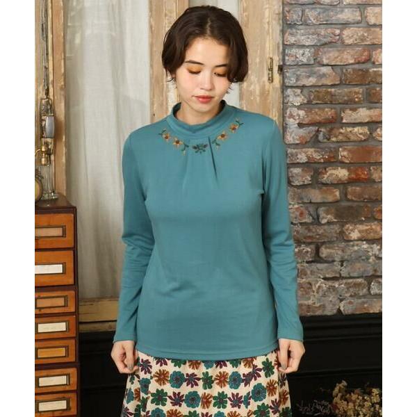 ホコモモラ（JOCOMOMOLA）/ベアスムース 配色刺繍カットソー Jocomomola（ホコモモラ） ベアスムース 配色刺繍カットソー