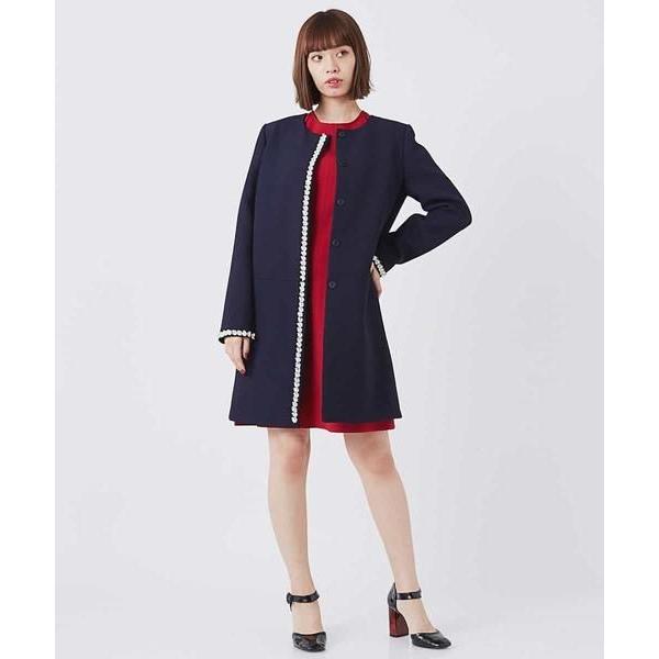 Tara Jarmon タラジャーモン ビジュー付きギャバジンノーカラー