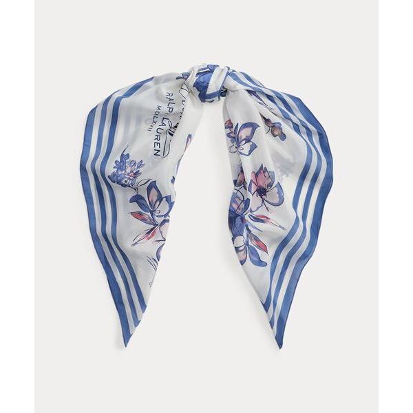 【極美品】ラルフローレン シルクスカーフ 90cm 大判 花柄 壺柄 日本製 LAUREN RALPH LAUREN（ローレン ラルフローレン） LAUREN RALPH LAUREN