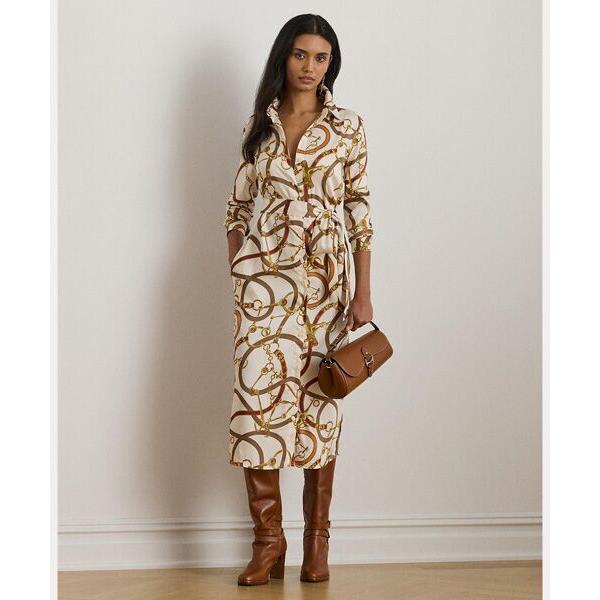 LAUREN RALPH / ローレン ラルフ ベルティングプリント ツイル シャツ