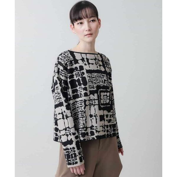 HIROKO KOSHINO（ヒロコ コシノ） 幾何柄ジャカードニットプルオーバー