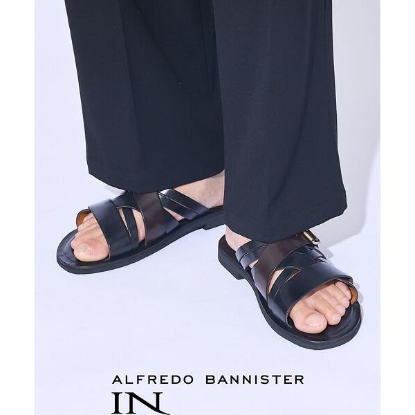 専用商品　アルフレッドバニスター　黒 レザー クロスストラップ サンダル alfredoBANNISTER / アルフレッド・バニスター 【WEB別注