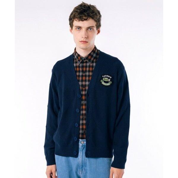 LACOSTE（ラコステ） トーナルアーガイル柄 Vネックコットンニット 