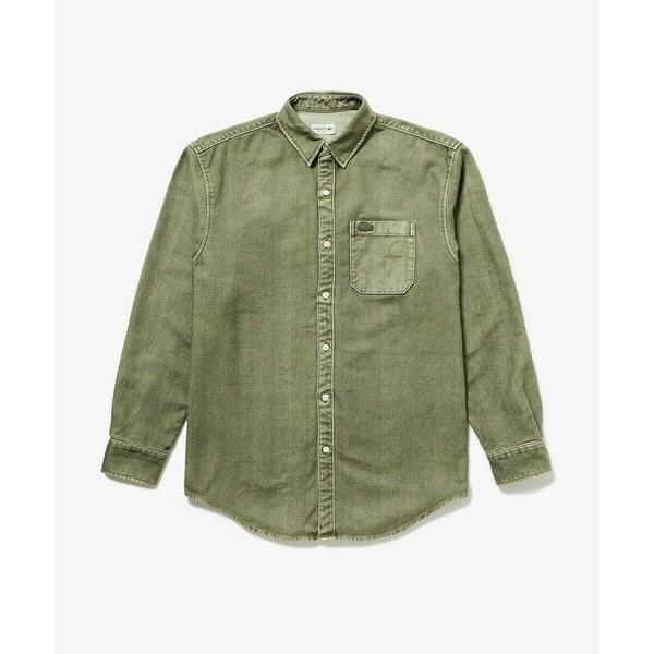 ラコステ（LACOSTE）/ウォッシュドヘリンボーンネルシャツ LACOSTE（ラコステ） ウォッシュドヘリンボーンネルシャツ