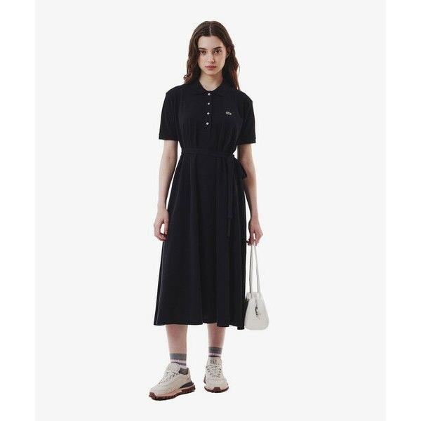 美品♡LACOSTE ラコステ 鹿の子 ポロシャツワンピース ベルト付 40 LACOSTE ラコステ 鹿の子 ポロワンピース ベルト付 半袖