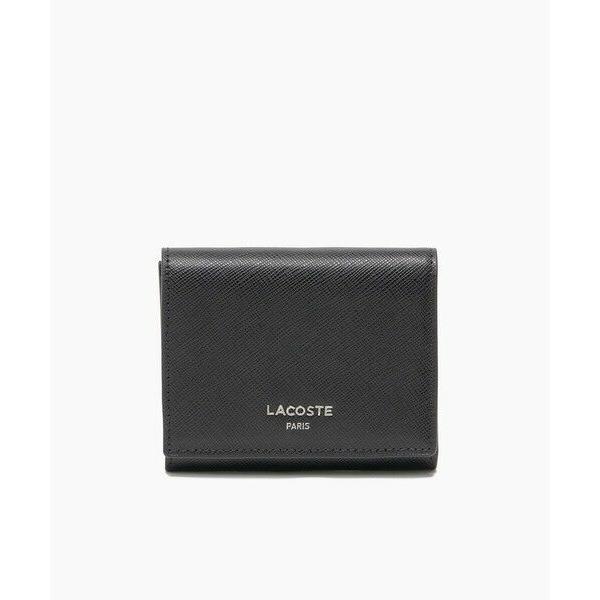 R*様 LACOSTE ブラック レザー モノグラム エンボ LACOSTE エンボスレザーラウンドジップロングウォレット （ブラック