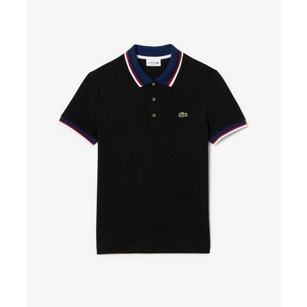 LACOSTE / ラコステ 配色ボーダーリブニット鹿の子地ポロシャツ