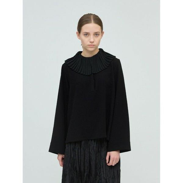 mizuiroind（ミズイロインド） プリーツカラーシャツプルオーバー