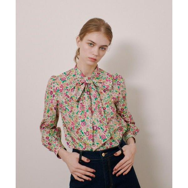 ルルウィルビー、アルアバイル、取り外しリボン付き LOULOU WILLOUGHBY】ダブルクロスノーカラーリボンジャケット