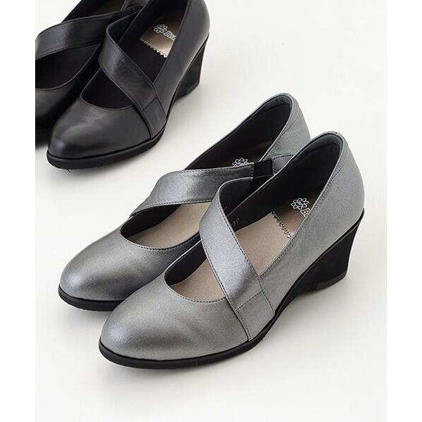 【試着程度】ビューフォート パンプス ストラップ ウェッジソール 22cm BeauFort（ビューフォート） ななめストラップウェッジソールパンプス