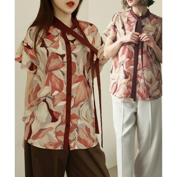 美品 レリアン シルク100% ボウタイブラウス 長袖 大きいサイズ 