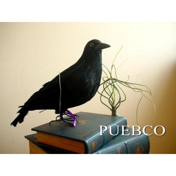 黒いガラス製 ツバメの置物 ☆PUEBCO（プエブコ） Crow(L） L320 リアルなカラスオブジェ 置物 鳥