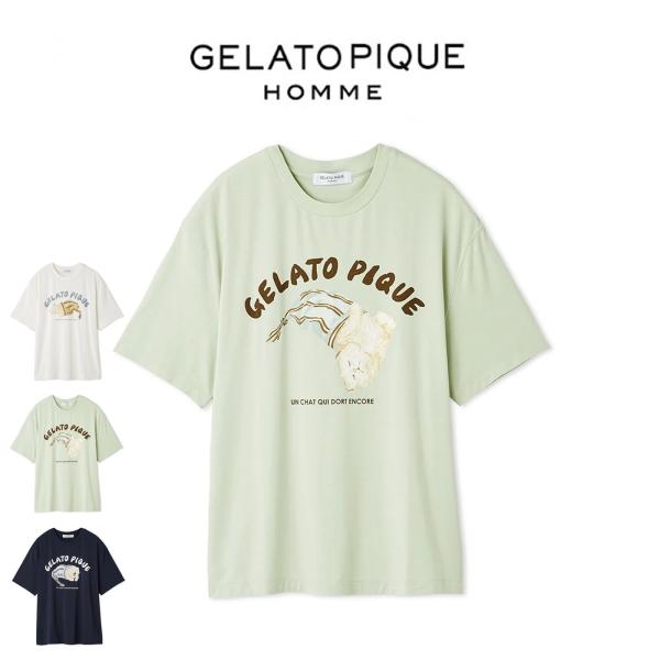 gelato pique（ジェラートピケ） オム sleeping cat ワンポイントT
