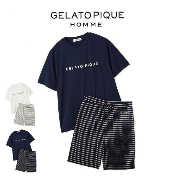 gelato pique（ジェラートピケ） オム レーヨンロゴTシャツ&ボーダー