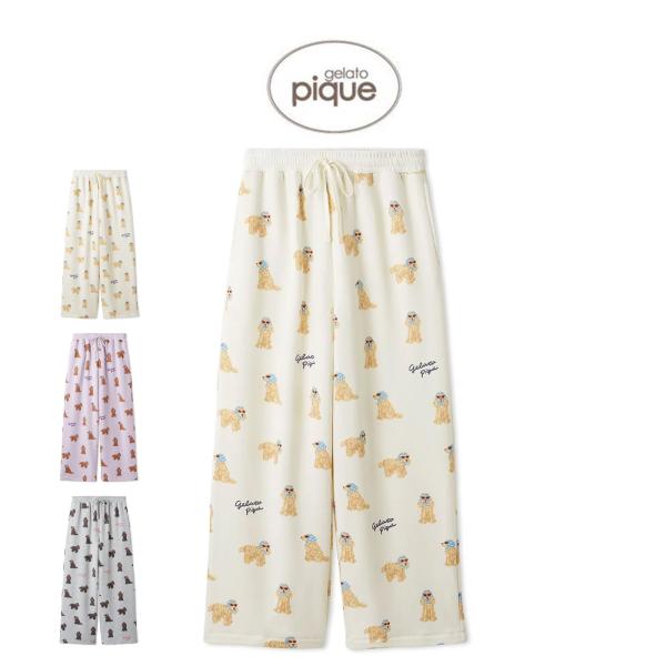 gelato pique（ジェラートピケ） スカーフDOG柄ロングパンツ