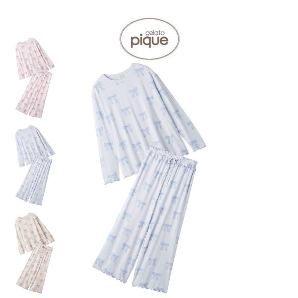 gelato pique（ジェラートピケ） リボン柄ロンT&ロングパンツセット
