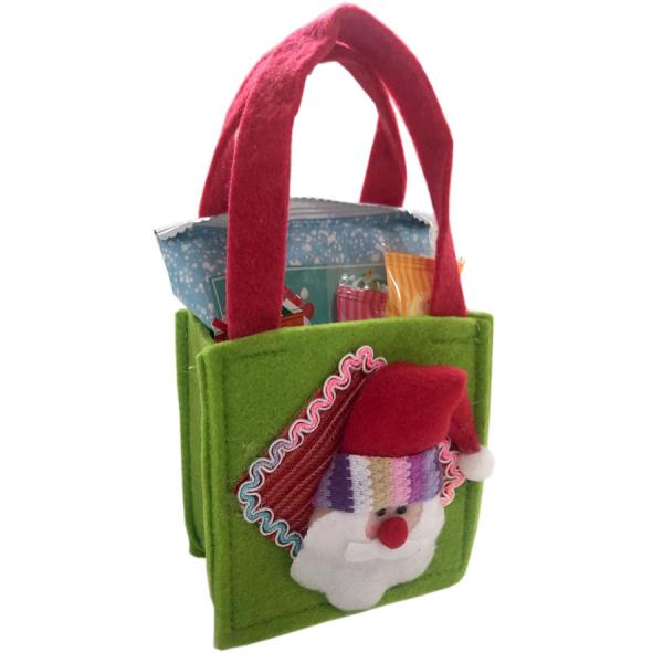 サンタのフェルト製プチバッグにお菓子を詰め合わせ！【サンタフェルトプチバッグ】