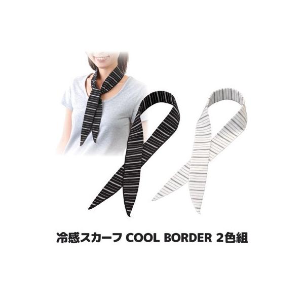 ネッククーラー ひんやり 涼しい 冷感スカーフ COOL BORDER 2色組　熱中症対策 冷えタオル メール便送料無料