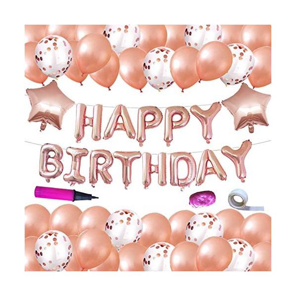 Magic House 誕生日 飾り付け 風船 セット ローズゴールドカラー 紙吹雪入れバルーン アルミバルーン 華やか おしゃれ バースデー デコレ 5starinspections Com