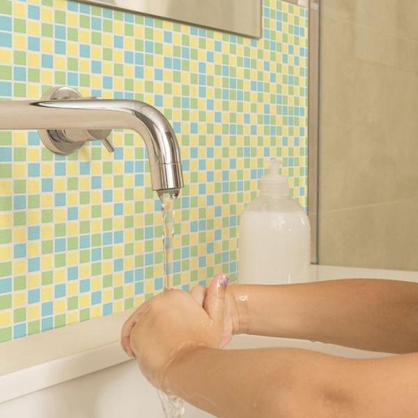 壁紙 シール のり付き おしゃれ グリーン 15mセット タイル キッチン タイル グリーン 厚手 壁紙 貼ってはがせる 壁紙 張り替え 壁紙の上から貼れる壁紙 Hdc 427set15 セナスタイル