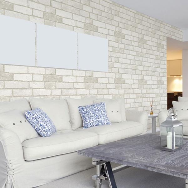 壁紙 シール のり付き 貼ってはがせる 壁紙 幅50cm 30m単位 張り替え レンガ 幅50cm 30m単位 壁紙 張り替え Diy アンティークレンガ ヴィンテージ ホワイト 白 Hwp 633set30 セナスタイル