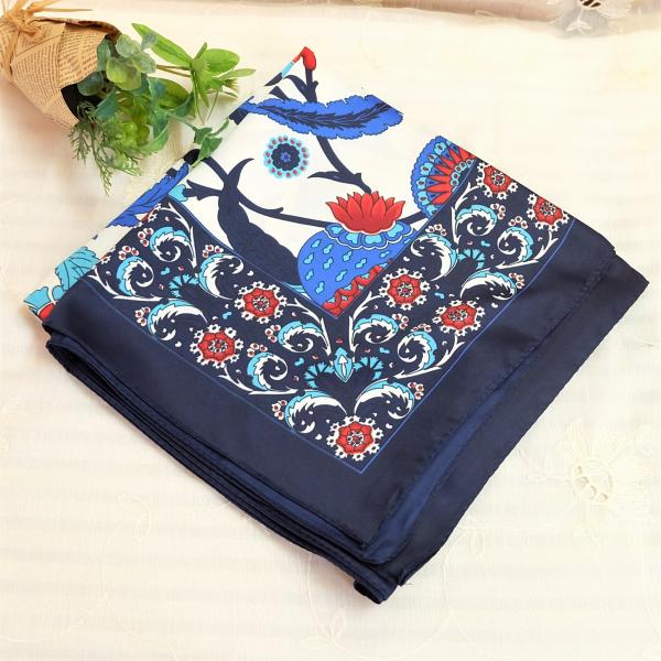 トルコ製 ブルサ シルク スカーフ エキゾチック 花柄 軽い おしゃれ