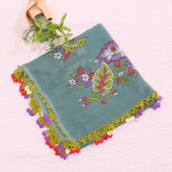 ③綿スカーフ　ショール　ストール　トルコ　オヤ　刺繍　ハンドメイド ③綿スカーフ ショール ストール トルコ オヤ 刺繍 ハンドメイド